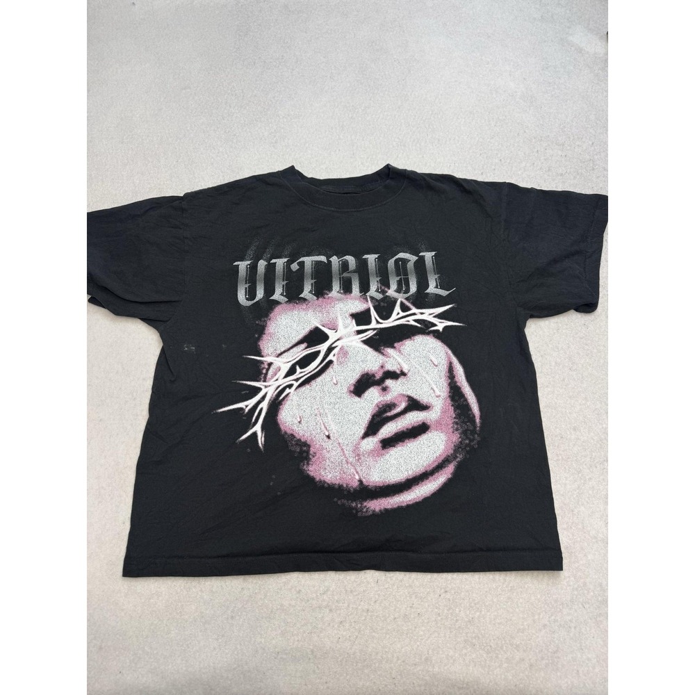 Vitriol‎ Shirt Mens Medium Black Gothic Thorned Face Graphic Tee T-Shirt